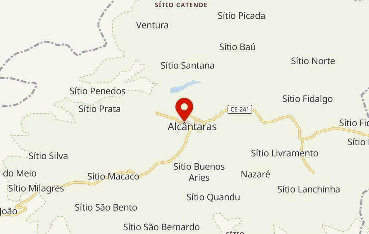 Mapa de Alcântaras no Ceará