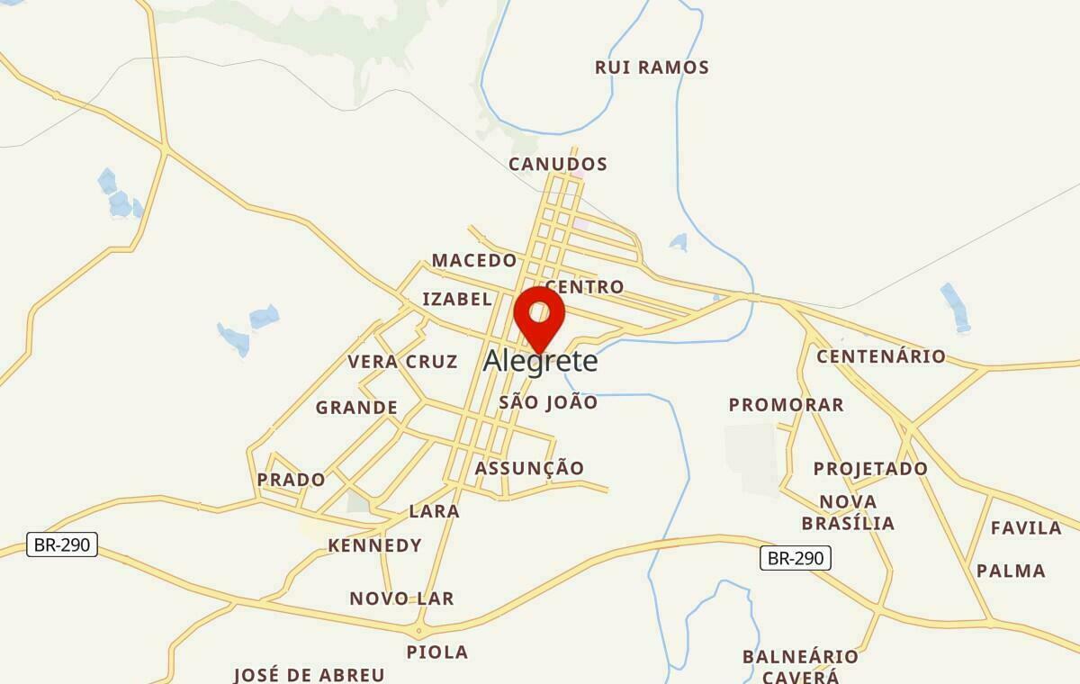 Mapa de Alegrete no Rio Grande do Sul