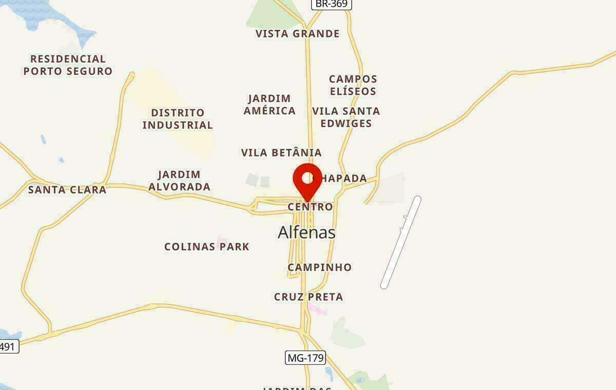 Mapa de Alfenas em Minas Gerais