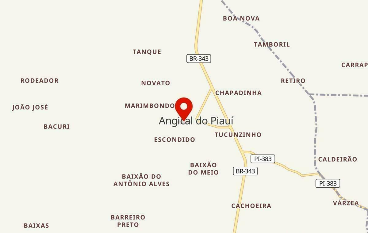 Mapa de Angical do Piauí no Piauí