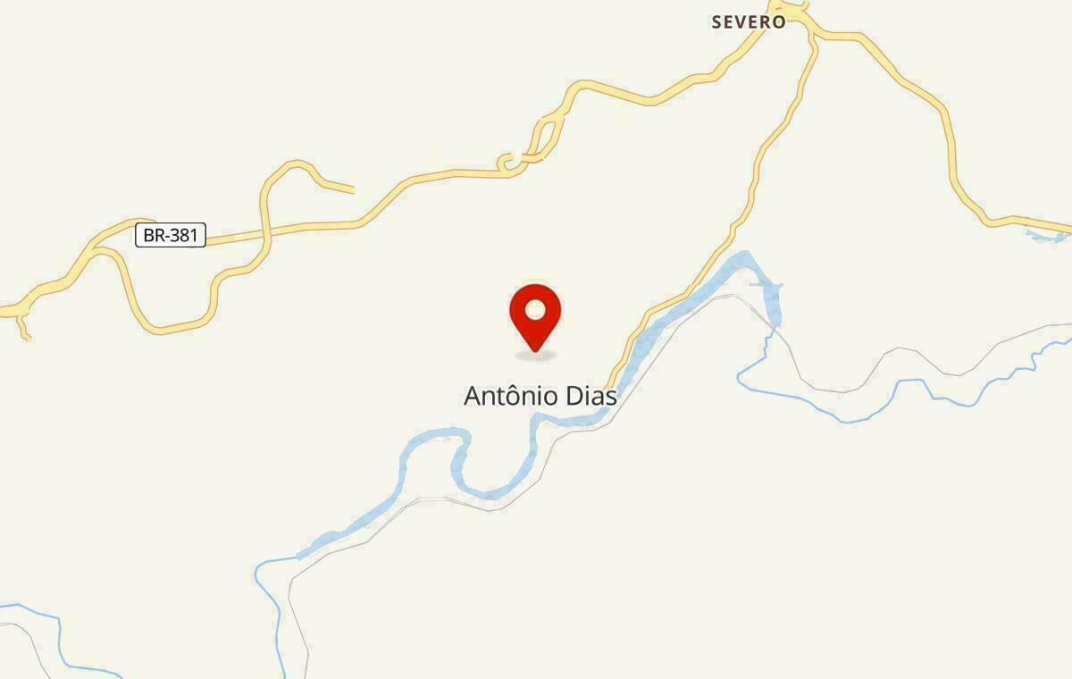 Mapa de Antônio Dias em Minas Gerais