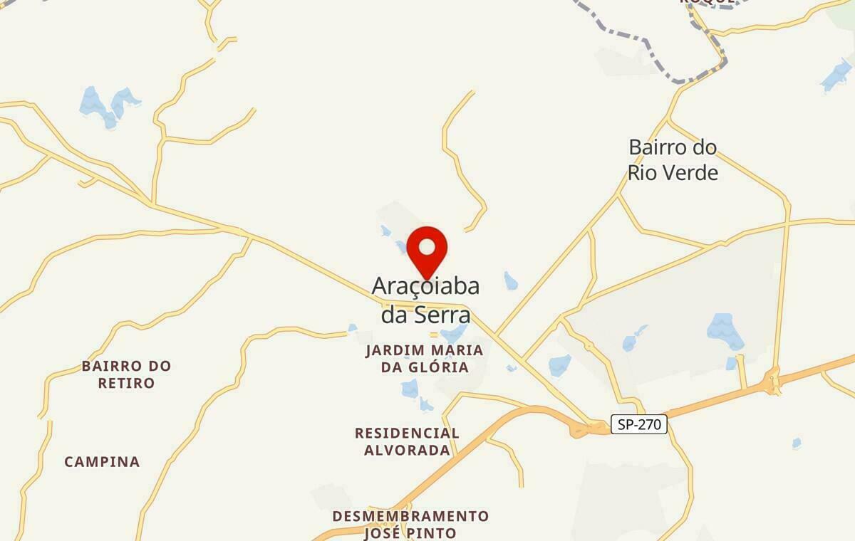 Mapa de Araçoiaba da Serra em São Paulo