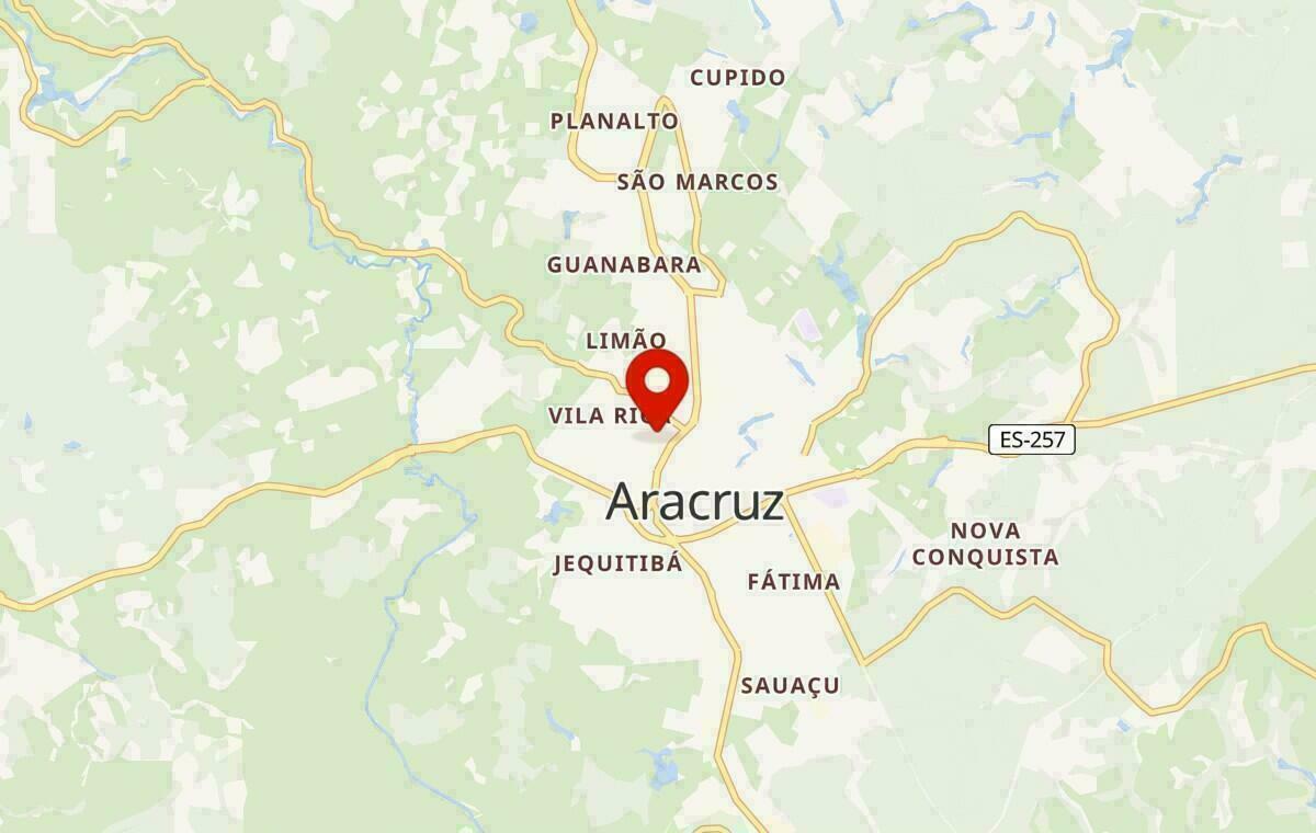 Mapa de Aracruz no Espírito Santo