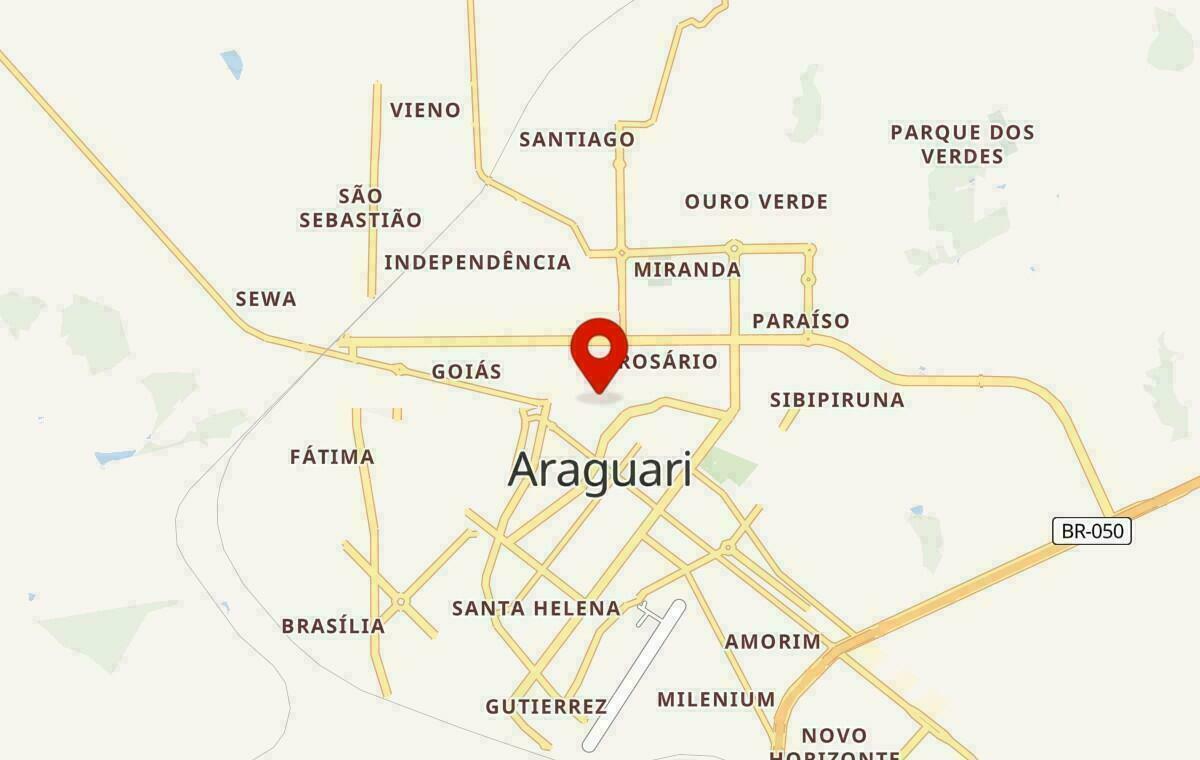 Mapa de Araguari em Minas Gerais