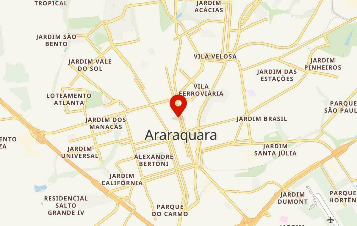 Mapa de Araraquara em São Paulo
