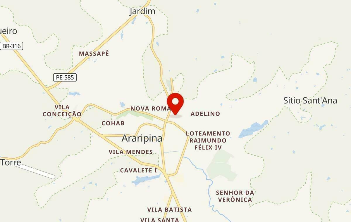 Mapa de Araripina em Pernambuco