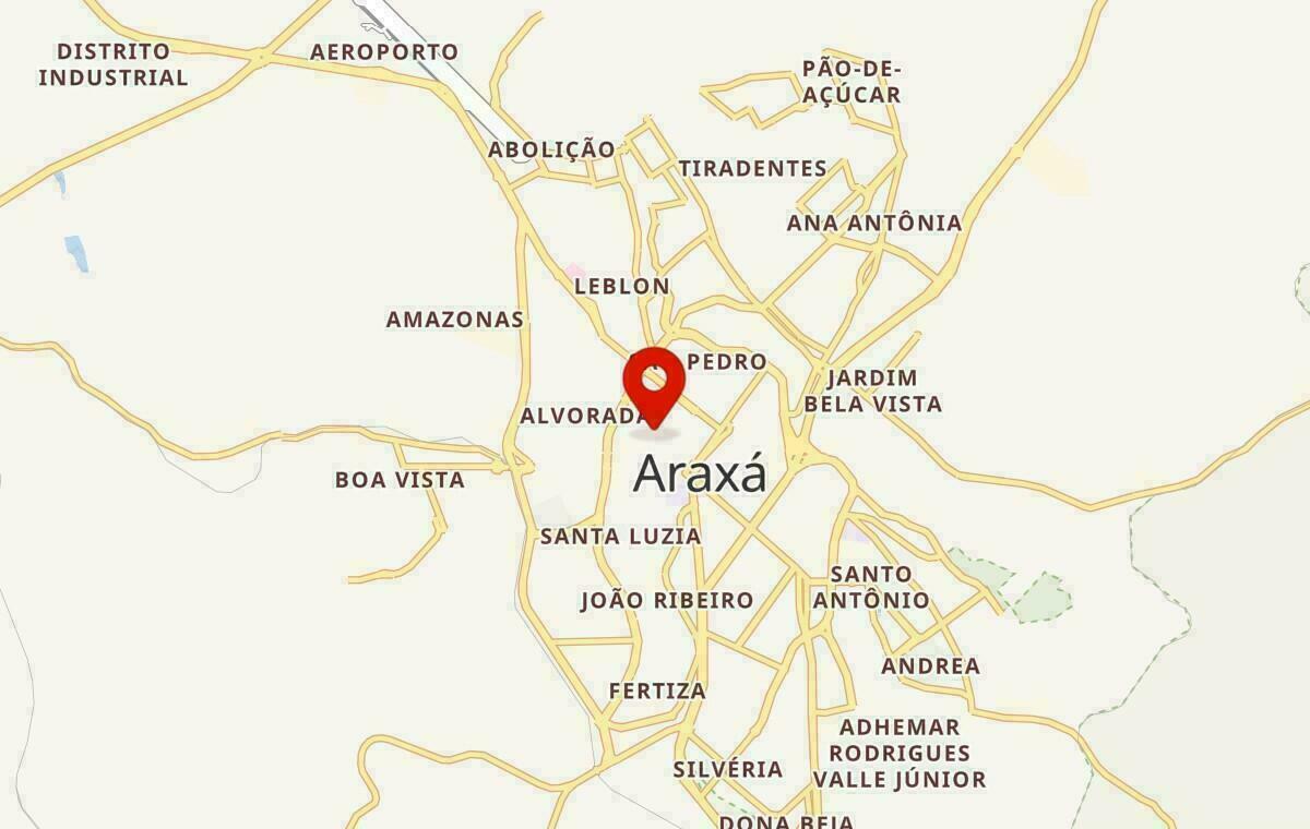 Mapa de Araxá em Minas Gerais