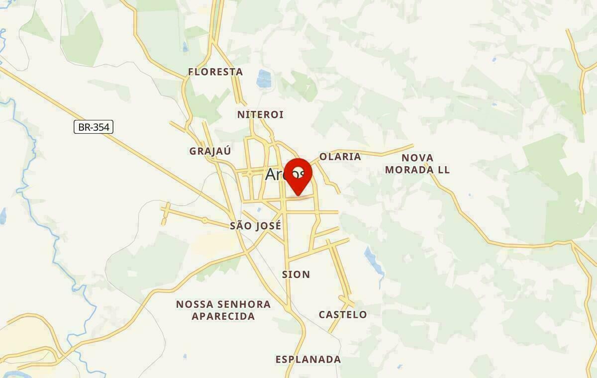 Mapa de Arcos em Minas Gerais