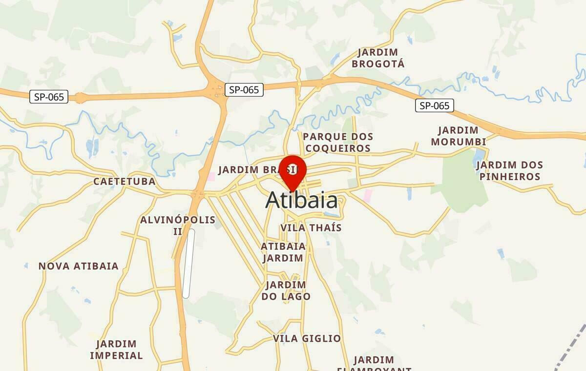 Mapa de Atibaia em São Paulo