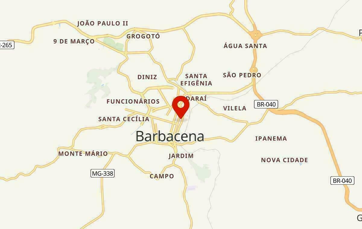 Mapa de Barbacena em Minas Gerais