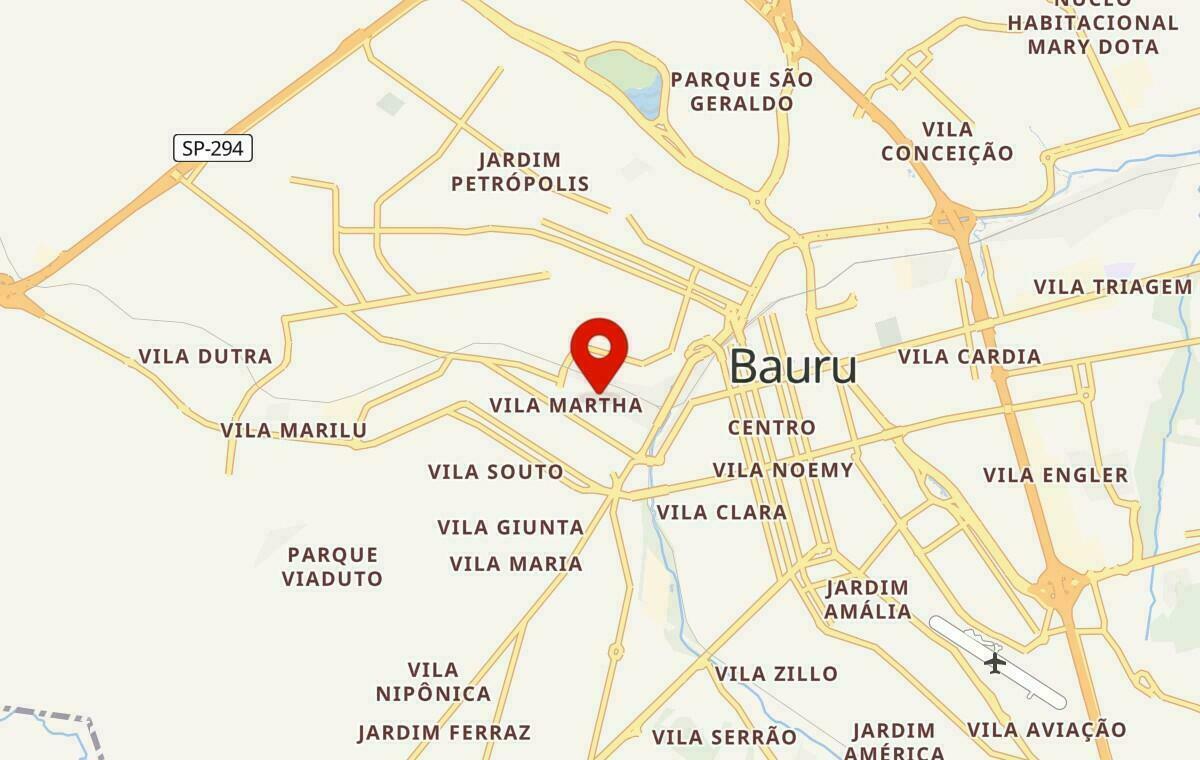 Mapa de Bauru em São Paulo