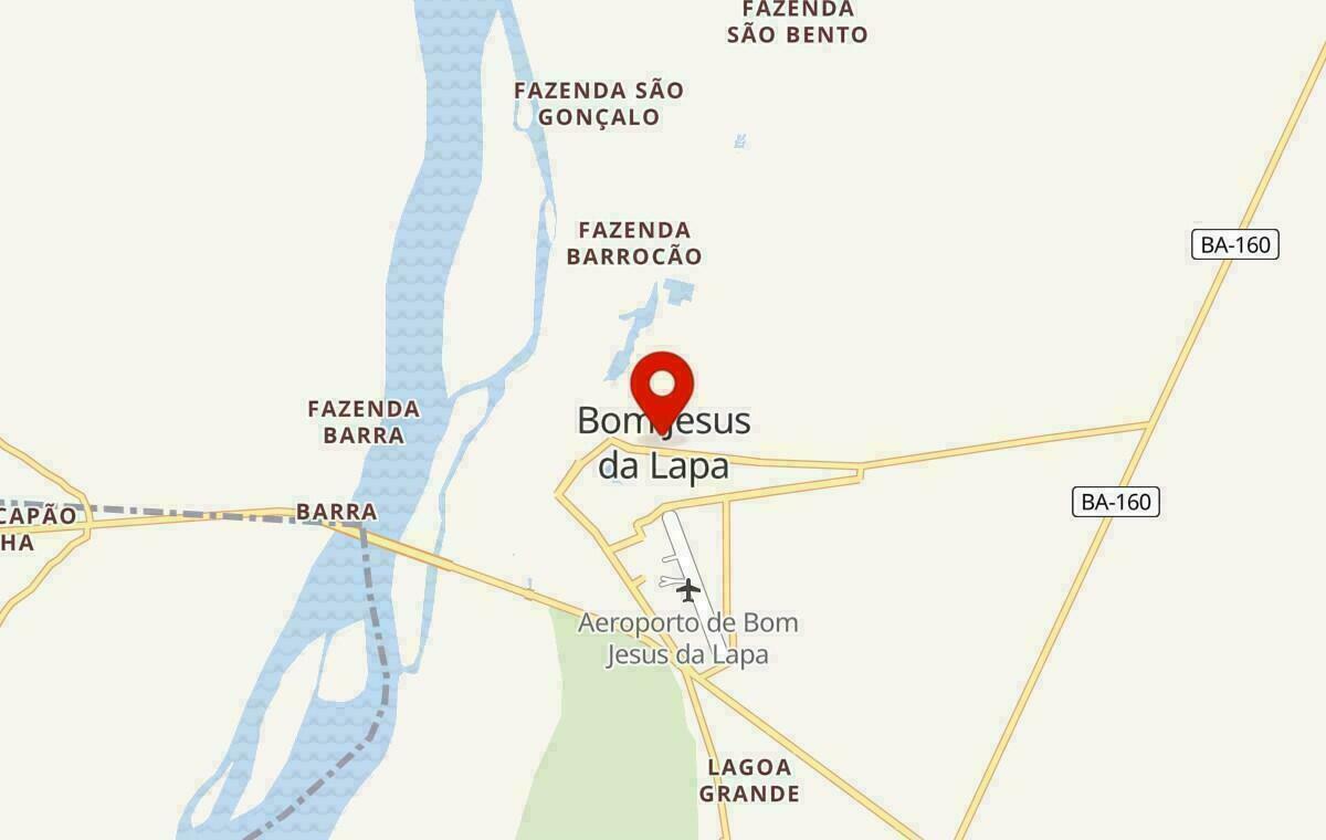 Mapa de Bom Jesus da Lapa na Bahia