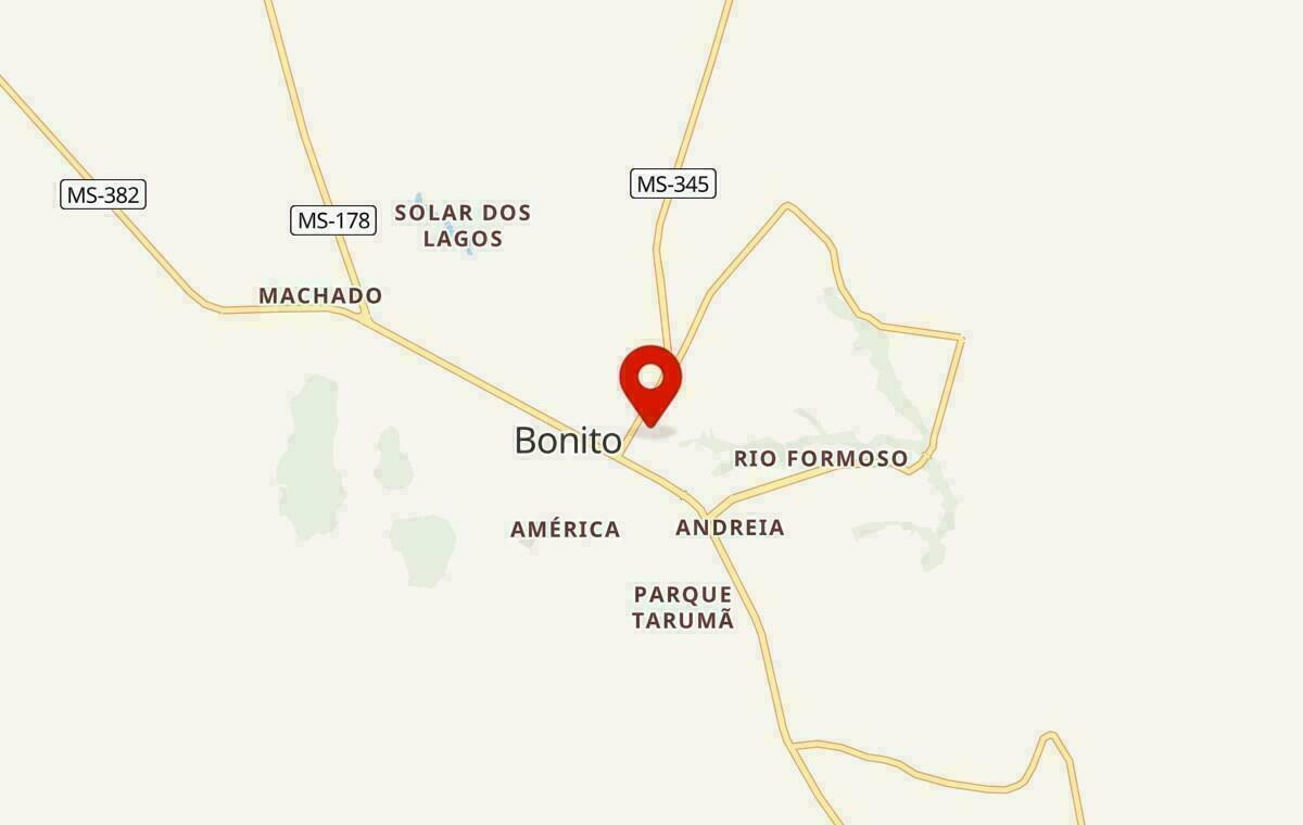 Mapa de Bonito no Mato Grosso do Sul