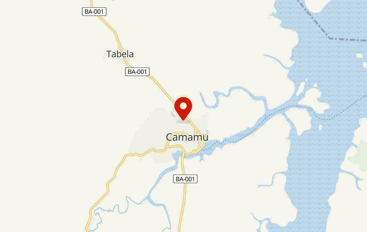 Mapa de Camamu na Bahia