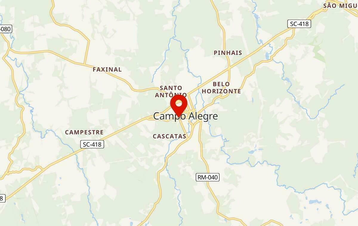 Mapa de Campo Alegre em Santa Catarina