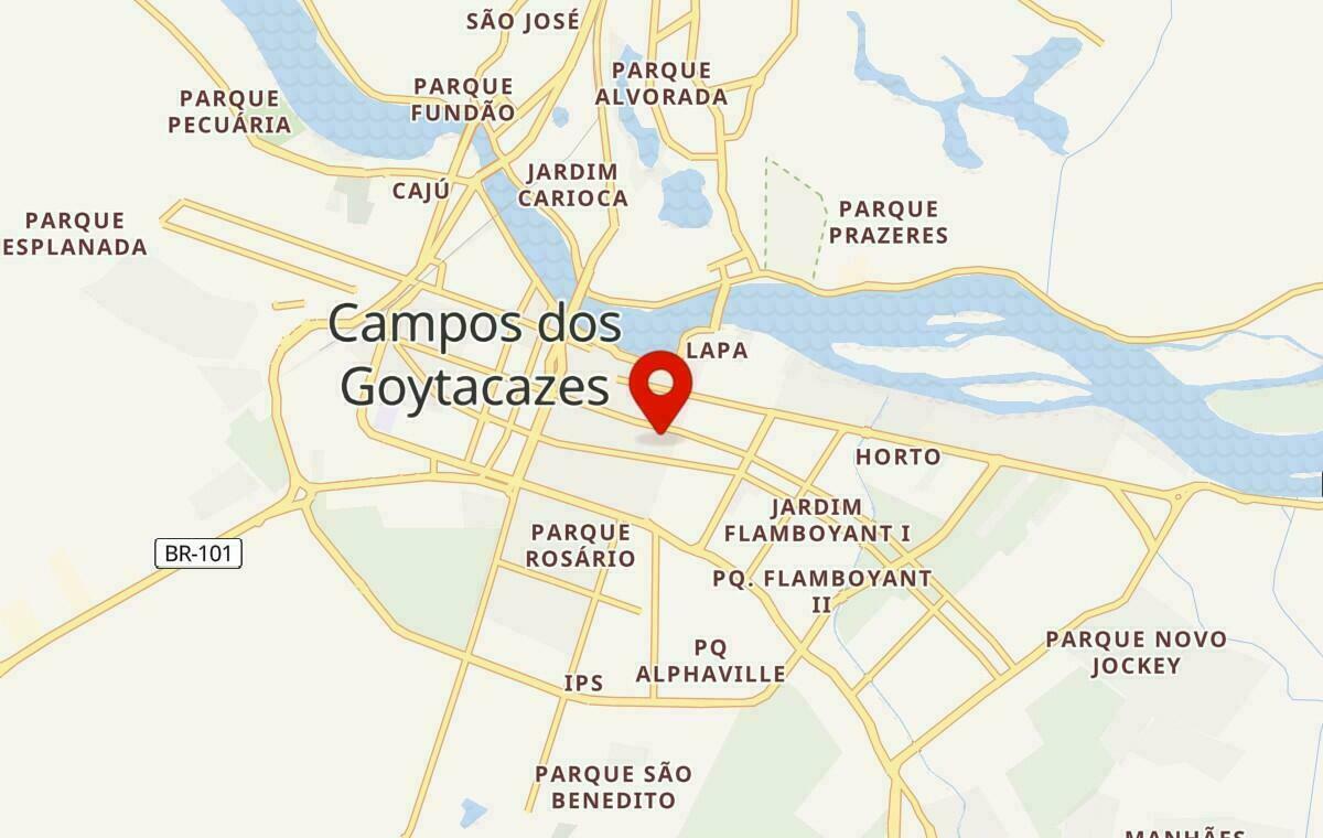 Mapa de Campos dos Goytacazes no Rio de Janeiro
