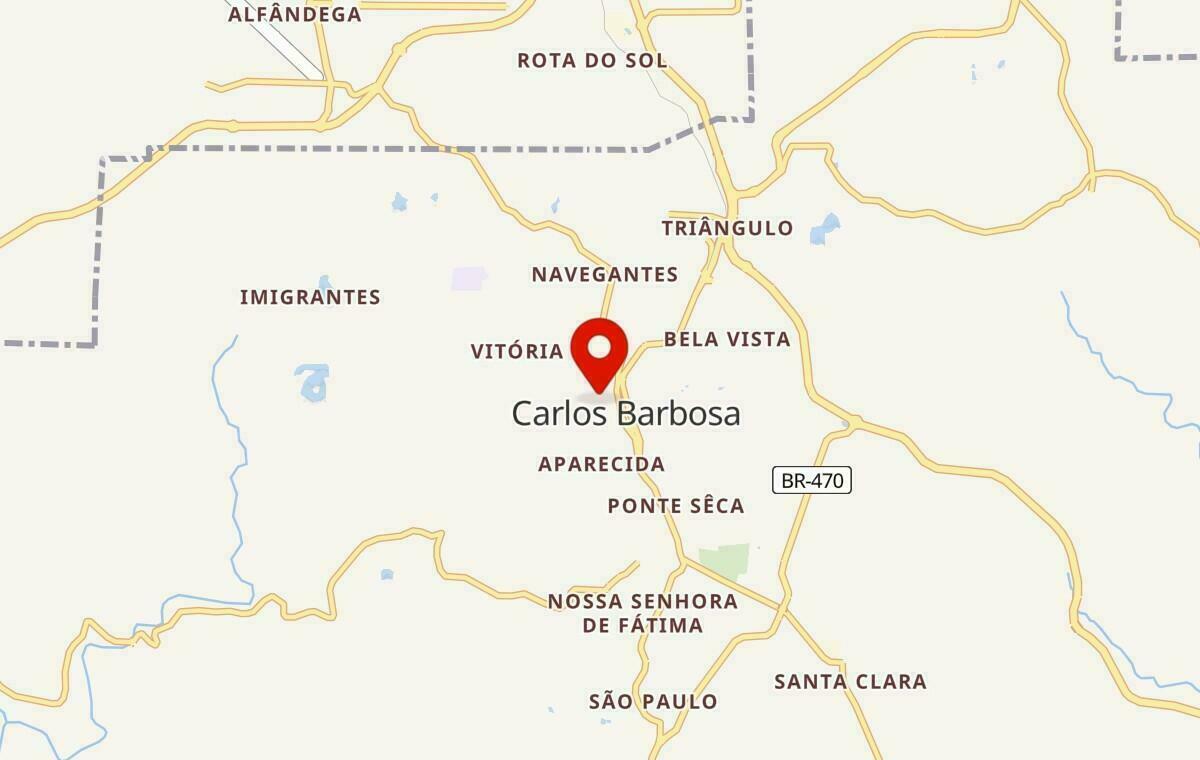 Mapa de Carlos Barbosa no Rio Grande do Sul