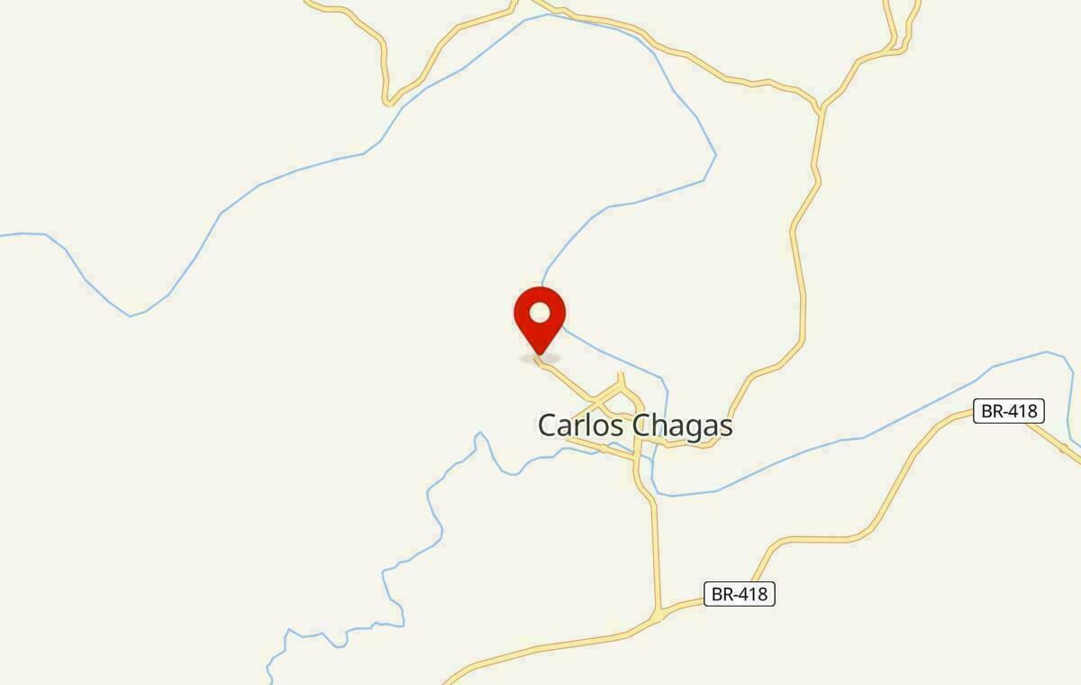 Mapa de Carlos Chagas em Minas Gerais