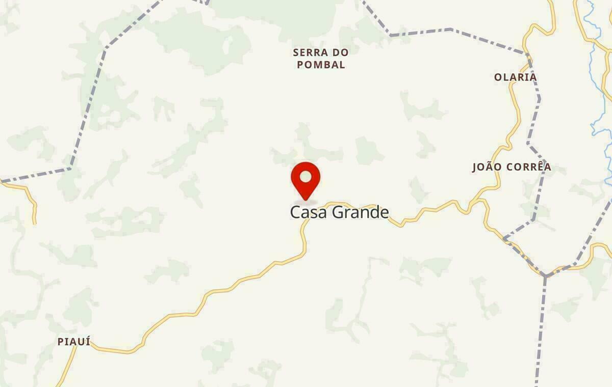 Mapa de Casa Grande em Minas Gerais