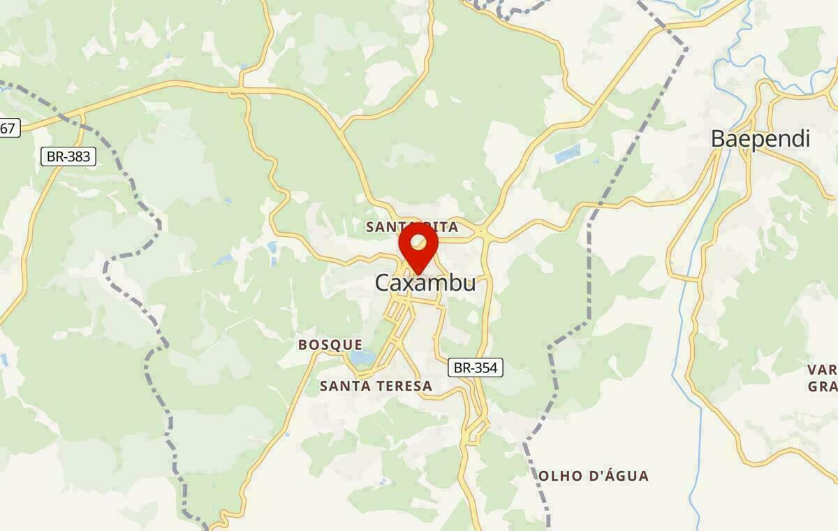 Mapa de Caxambu em Minas Gerais
