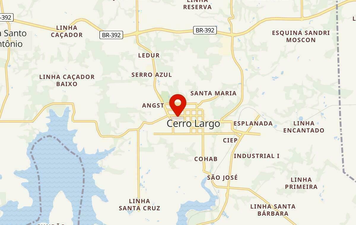 Mapa de Cerro Largo no Rio Grande do Sul