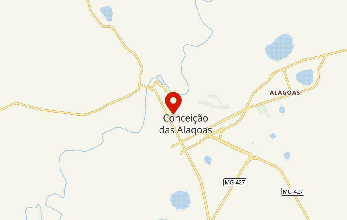 Mapa de Conceição das Alagoas em Minas Gerais