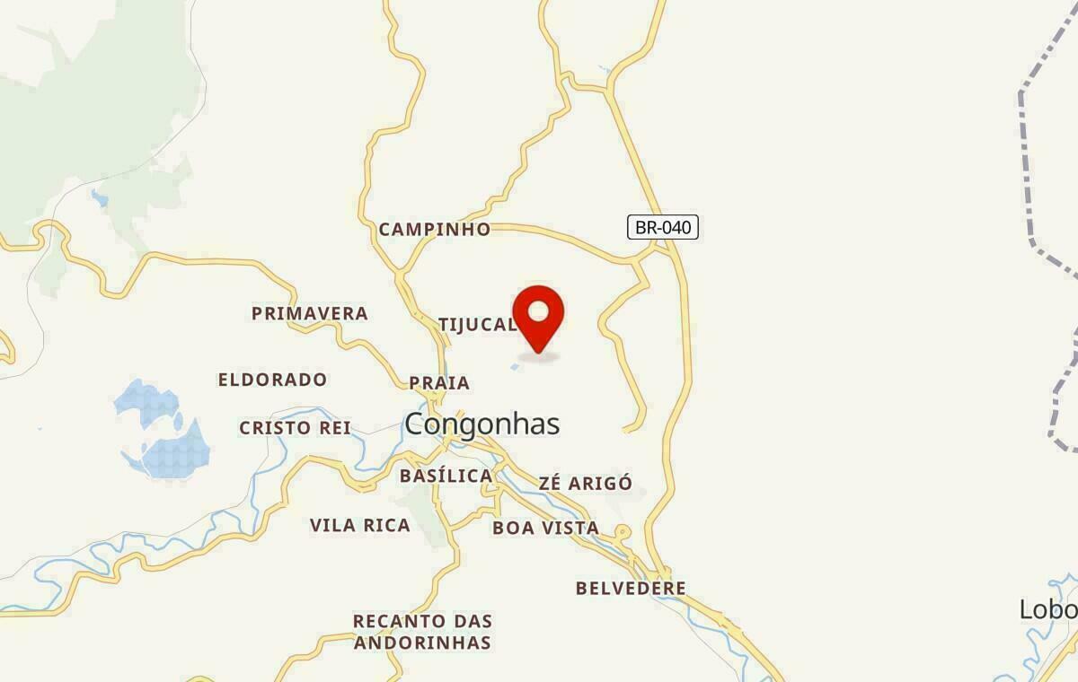 Mapa de Congonhas em Minas Gerais