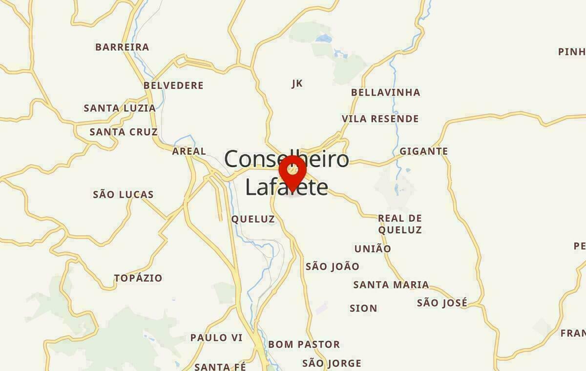 Mapa de Conselheiro Lafaiete em Minas Gerais