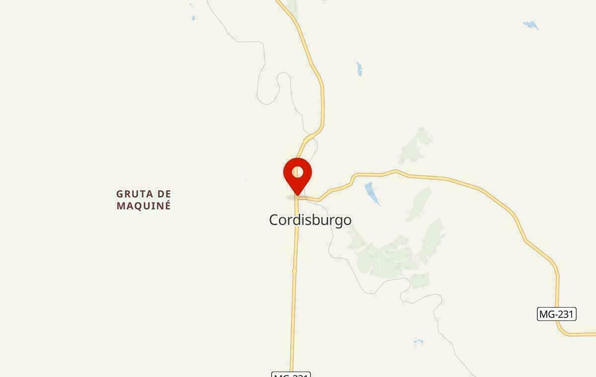 Mapa de Cordisburgo em Minas Gerais