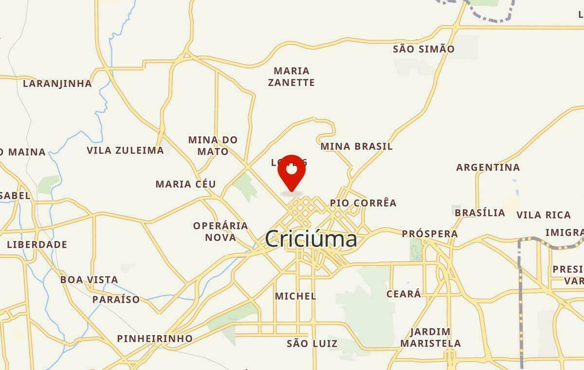 Mapa de Criciúma em Santa Catarina