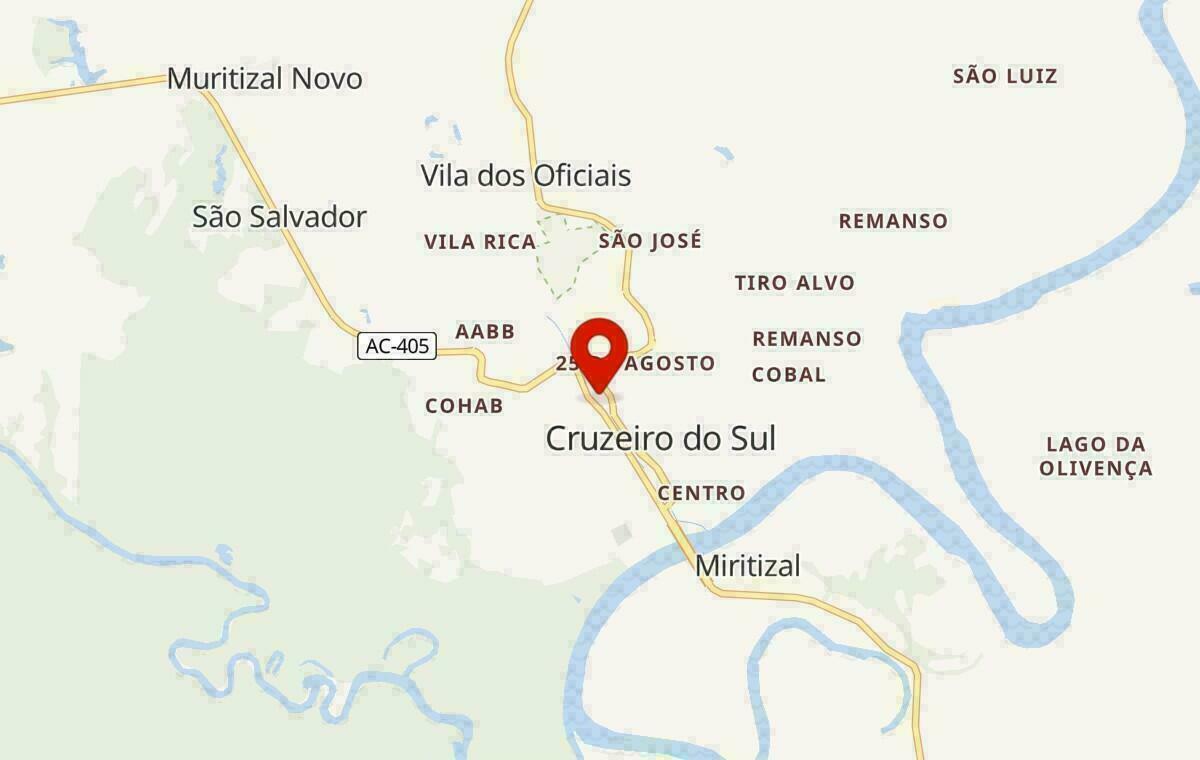 Mapa de Cruzeiro do Sul no Acre