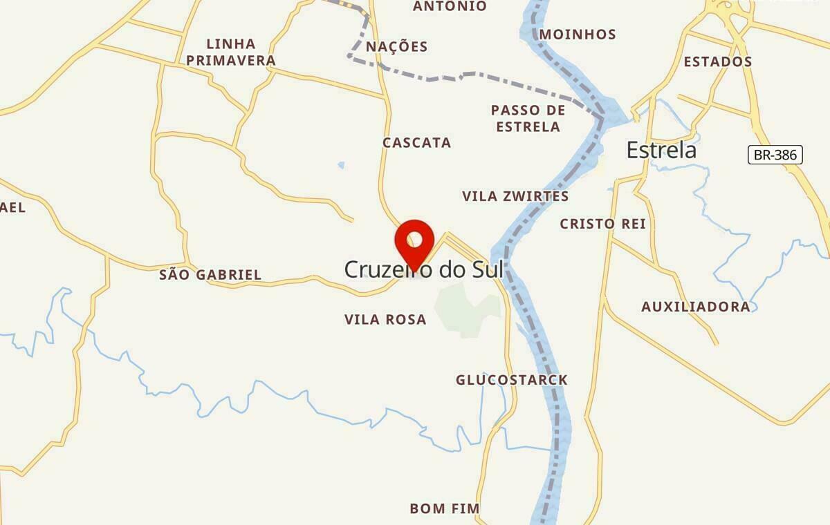 Mapa de Cruzeiro do Sul no Rio Grande do Sul