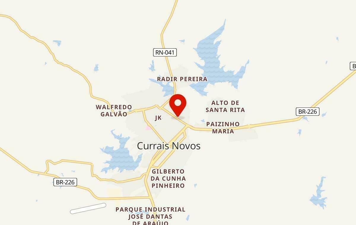 Mapa de Currais Novos no Rio Grande do Norte