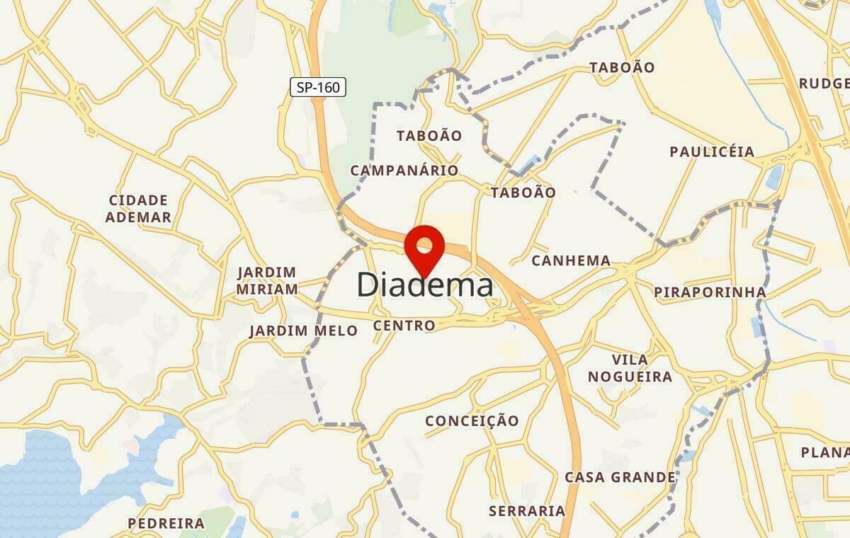 Mapa de Diadema em São Paulo