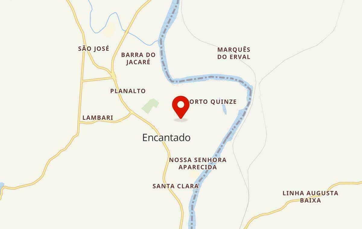 Mapa de Encantado no Rio Grande do Sul