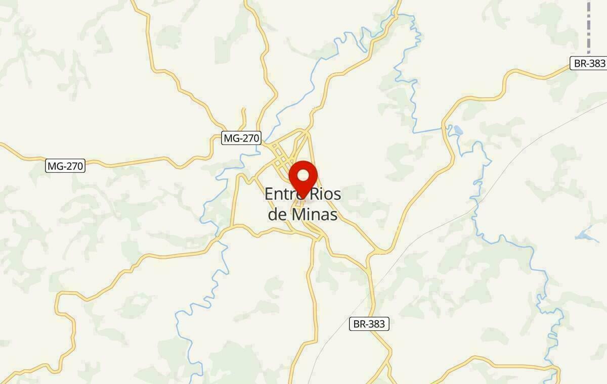 Mapa de Entre Rios de Minas em Minas Gerais