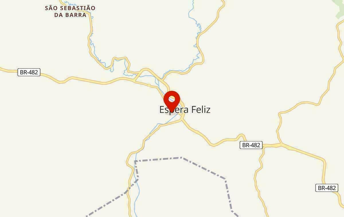 Mapa de Espera Feliz em Minas Gerais