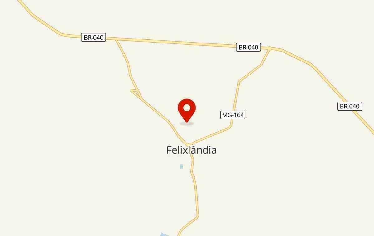 Mapa de Felixlândia em Minas Gerais