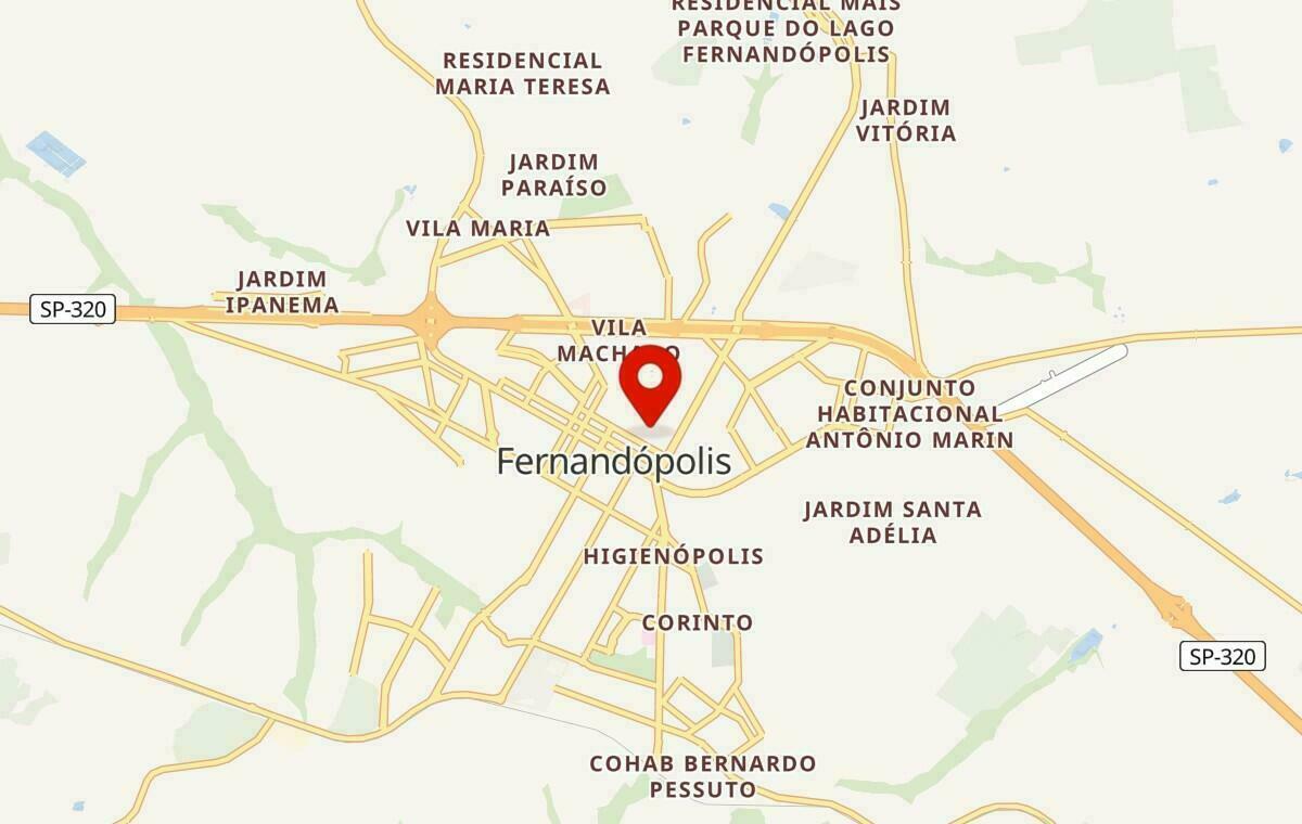 Mapa de Fernandópolis em São Paulo