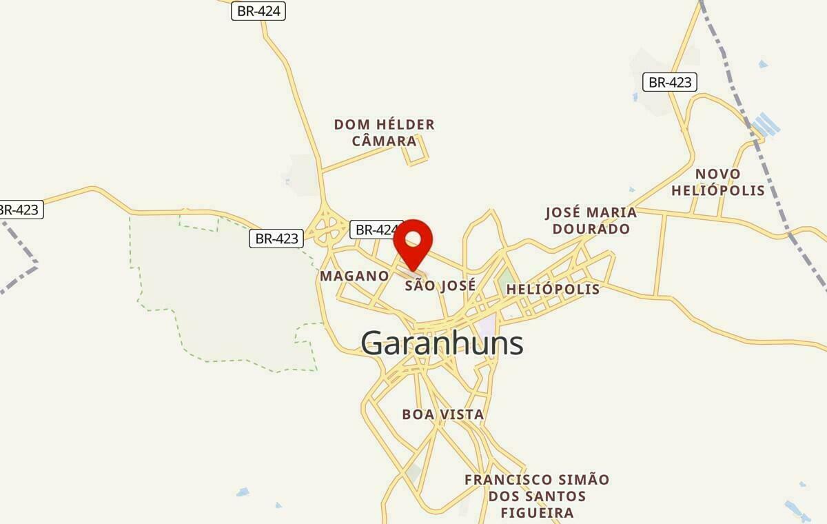 Mapa de Garanhuns em Pernambuco