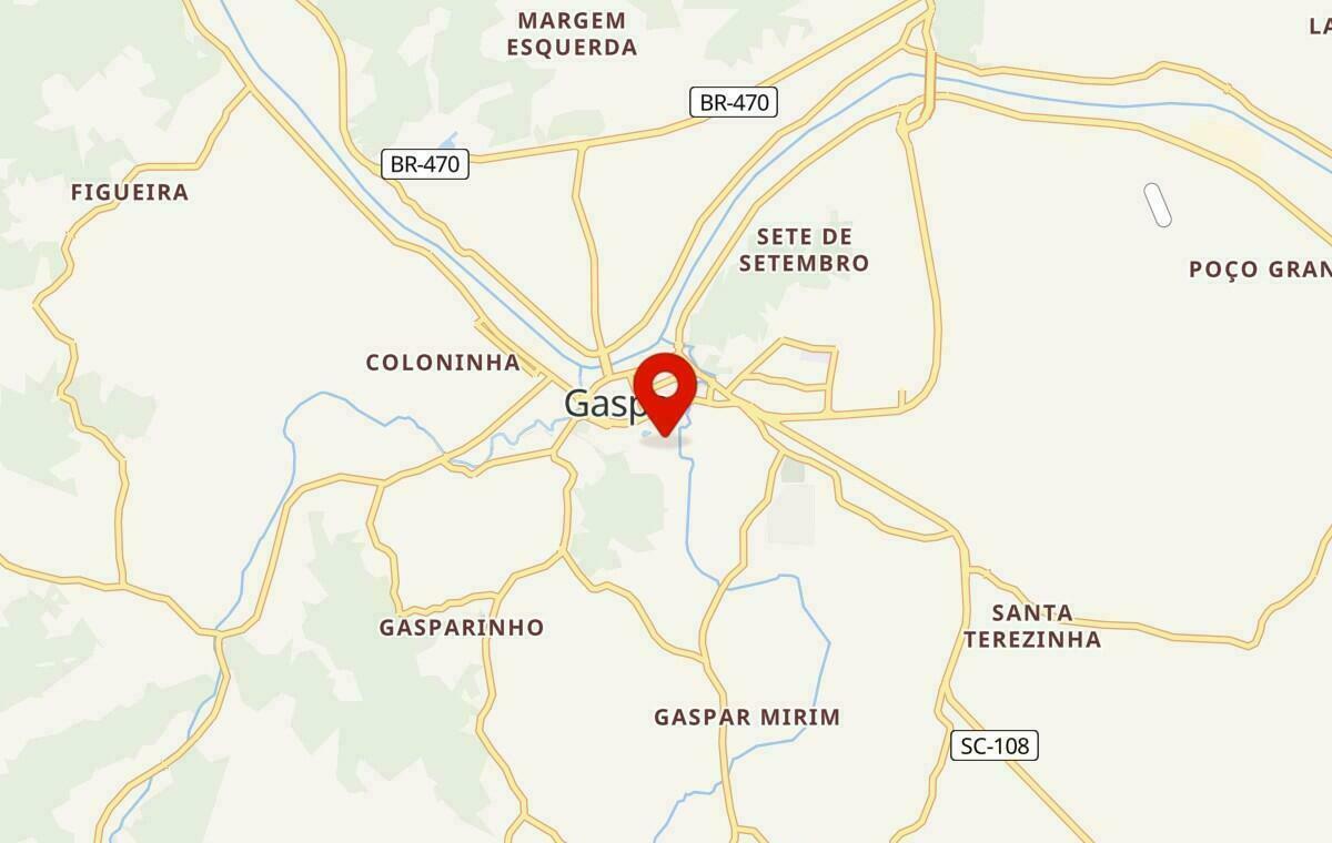 Mapa de Gaspar em Santa Catarina