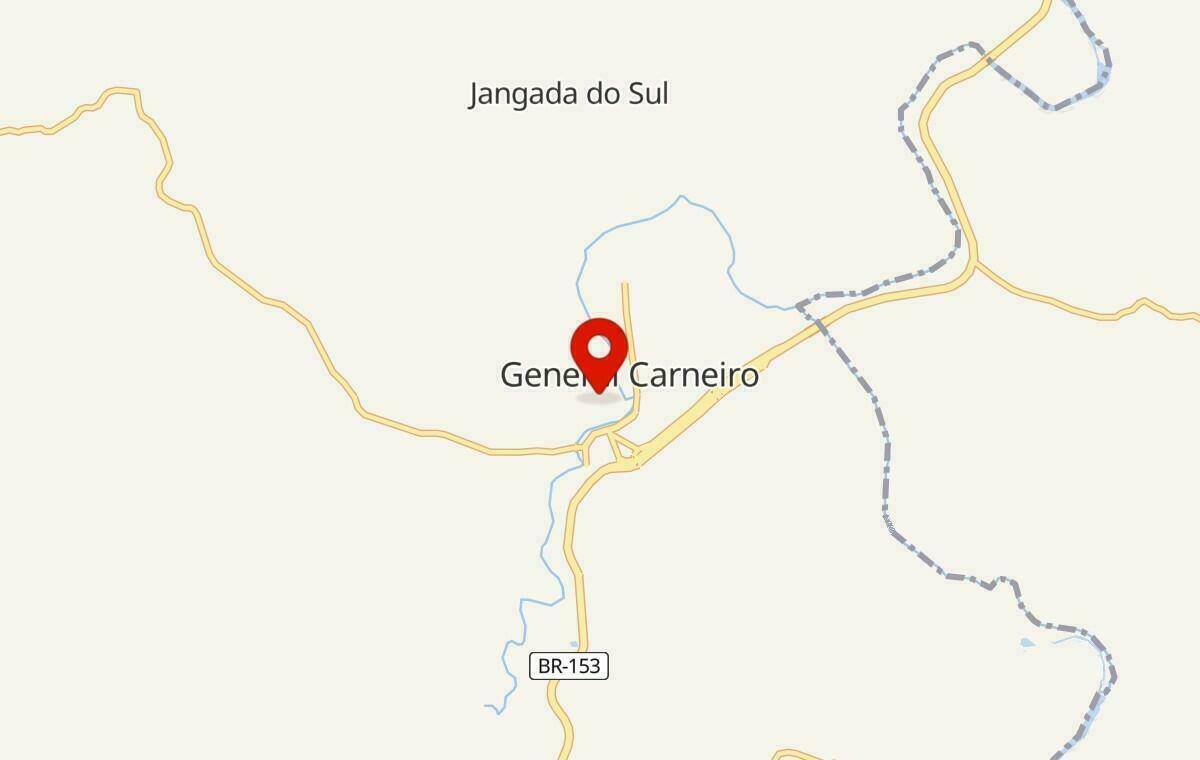 Mapa de General Carneiro no Paraná