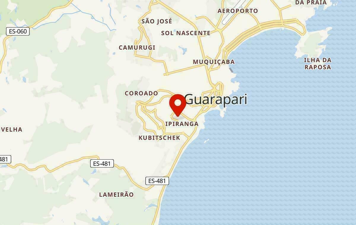 Mapa de Guarapari no Espírito Santo