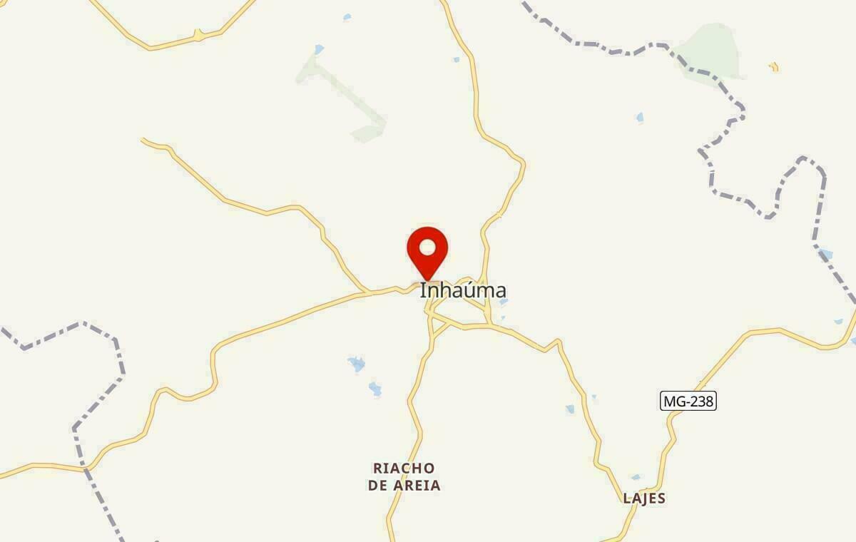 Mapa de Inhaúma em Minas Gerais