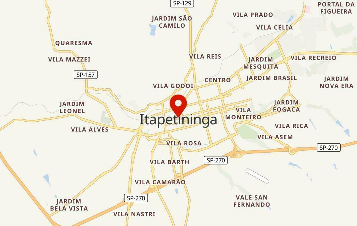 Mapa de Itapetininga em São Paulo
