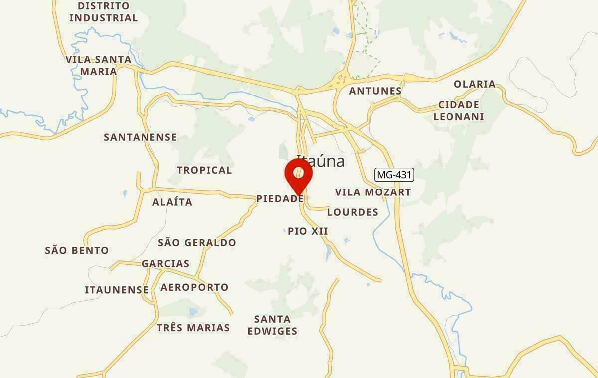 Mapa de Itaúna em Minas Gerais