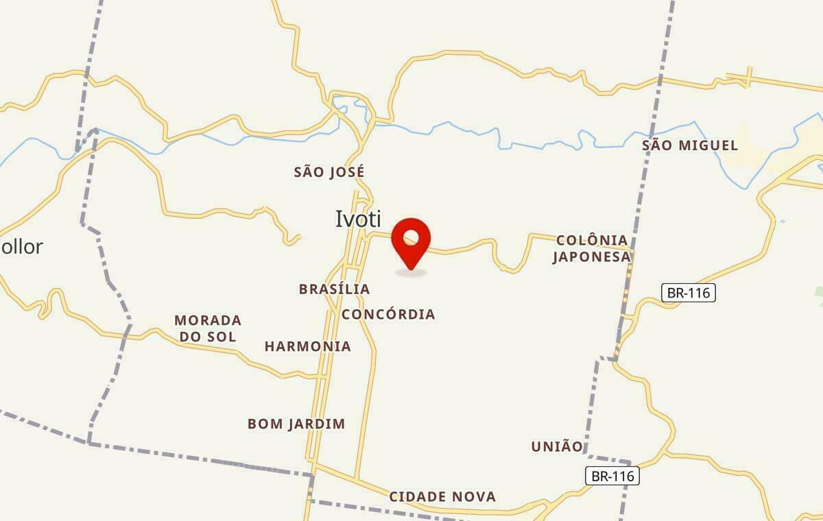 Mapa de Ivoti no Rio Grande do Sul