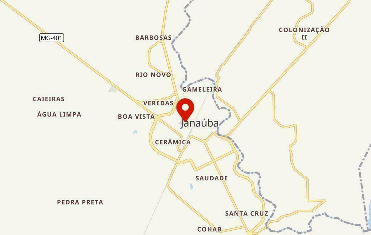 Mapa de Janaúba em Minas Gerais