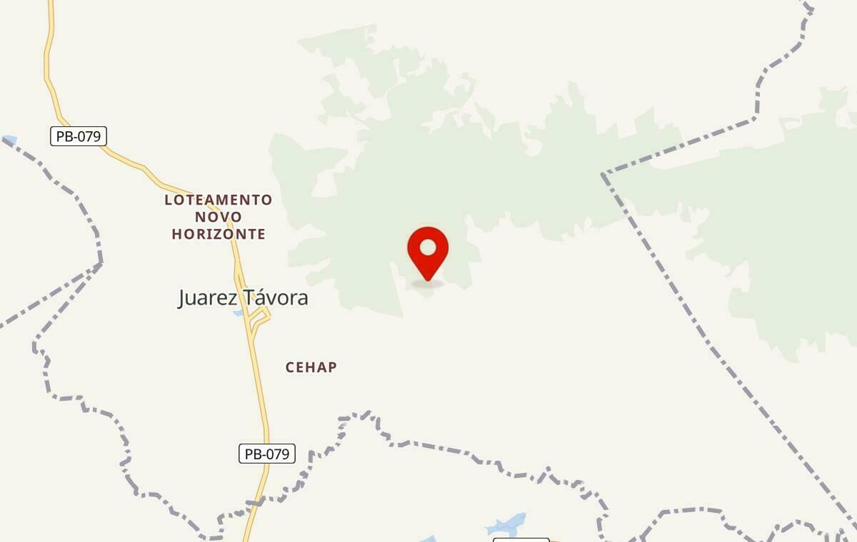 Mapa de Juarez Távora na Paraíba