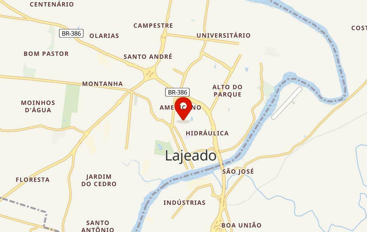 Mapa de Lajeado no Rio Grande do Sul